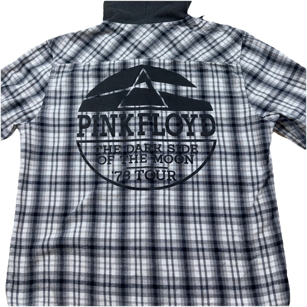 Pink Floyd Dark Side of the Moon Tour '73 Medium Hooded Plaid Button Up